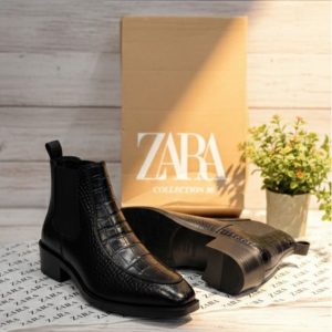 Zara OG Leather T-Shaped Croco Snake Chelsea Boots First Copy