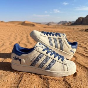 Adidas Originals Superstar White Blue Stussy First Copy Shoes — Men's | COD India