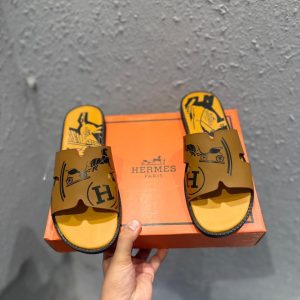 Hermes Print Mules Yellow First Copy — COD India