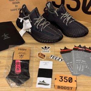 Adidas Yeezy Boost 350 V2 Black Laces Reflective First Copy Shoes — Men's