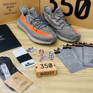 Adidas Yeezy Boost 350 V2 Grey Side Orange First Copy Shoes — Men's