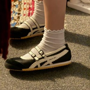 Onitsuka Tiger Mexico 66 Ballet Black Cream First Copy Shoes — Women's