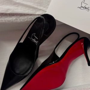 Christian Louboutin Kate Slingback Red Sole Pumps Black Patent / Signature Red Sole First Copy Shoe Photo 1